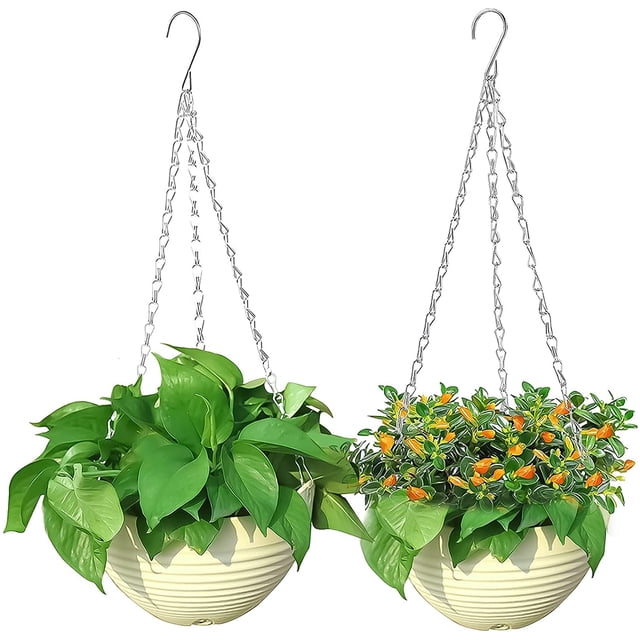 2 Piezas Macetas Colgantes Macetas Plantas Colgantes Macetas para Exteriores Balcón Jardín Interior y Exterior Macetas Colgantes Gris Claro (Maceta Colgante + Cadena Colgante + Tapón + Cortina de Agua) brillar Electrónica