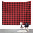 thumbnail image 2 of UFAEZU Green Check Red Buffalo Plaid Flannel Pattern Black Wall Art Hanging Tapestry Home Decor for Living Room Bedroom Dorm 51x60 inch, 2 of 2