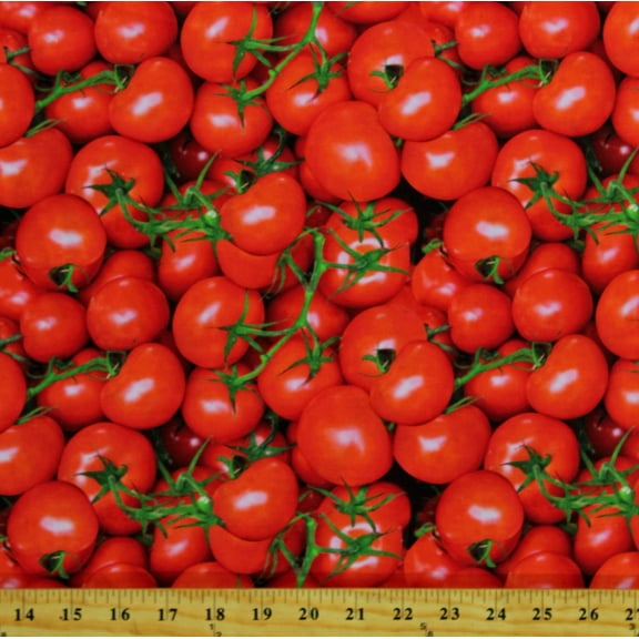 Cotton Tomatoes Vegetables Produce Food Food Festival Red Cotton Fabric Print by the Yard (119297)