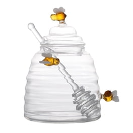 DESIOLE Distributeur de miel en verre, anti-goutte avec support en forme de diamant, beau sirop et pot à sucre DESIOLE Distributeur de miel en verre, anti-goutte avec support en forme de diamant, beau sirop et pot à sucre