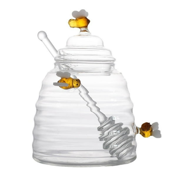 Tarro De Miel Dispensador De Miel Con Varilla Agitadora Y Tapa, Adorno Transparente, Recipiente Para Miel
