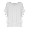 thumbnail image 5 of nochalofo White Boat Neck Leisure Plus Size Tops for Women, Batwing Sleeve Oversized T Shirt Loose Crew Top, 5 of 5