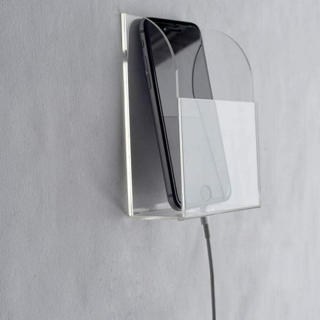 VANCORE Clear Wall Mounted Charging Phone Holder Smart Phone Station TV Remote Control Holder Clear Wall Box for Phone