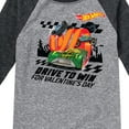 thumbnail image 3 of Hot Wheels - Valentine's Drive to Win - Toddler And Youth Raglan Graphic T-Shirt, 3 of 4