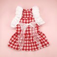 thumbnail image 3 of CSChome Pet Dress Adorable Lace Stitching Ruffle Sleeve Plaid Print Pet Dog Bowknot Princess Daily Wear, 3 of 6