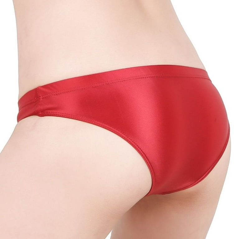 Large Size Ultra-Thin Shiny Transparent High Waist Briefs Sexy Panties  Satin Oil Glossy Seamless Underwear Candy Color T-Back : :  Clothing, Shoes & Accessories