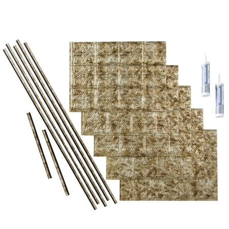 FASÄDE Traditional Style 1 Decorative Vinyl Backsplash 15 sq ft Kit in Bermuda Bronze