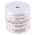thumbnail image 1 of 5 Rolls of 25m Length Christmas Printed Ribbon Holiday Gift Decorative Band Ribbon for Wrapping DIY Crafts(White Golden), 1 of 9