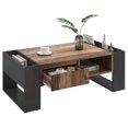 thumbnail image 1 of table Basse à grain de Bois avec un Tiroir Sans Poignée, double Espace de Rangement, Compartiments de Rangement des Deux Côtés, table de Salon pour sofa, anthracite, Bois Gris, 1 of 14