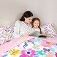 thumbnail image 5 of Homewish Watercolor Floral Queen Comforter Set,Modern Graffiti Flower Bedding Sets,Pink White Bedding Comforter Set For Girls Teens,Luxury Bedroom Decor Reversible,3 Pieces, 5 of 8