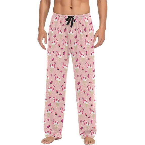 Top-kevin Flamingo Hope Ice Cream Peach Soft Mens Pajama Bottoms Mens Pyjamas Pants with Pockets Print S