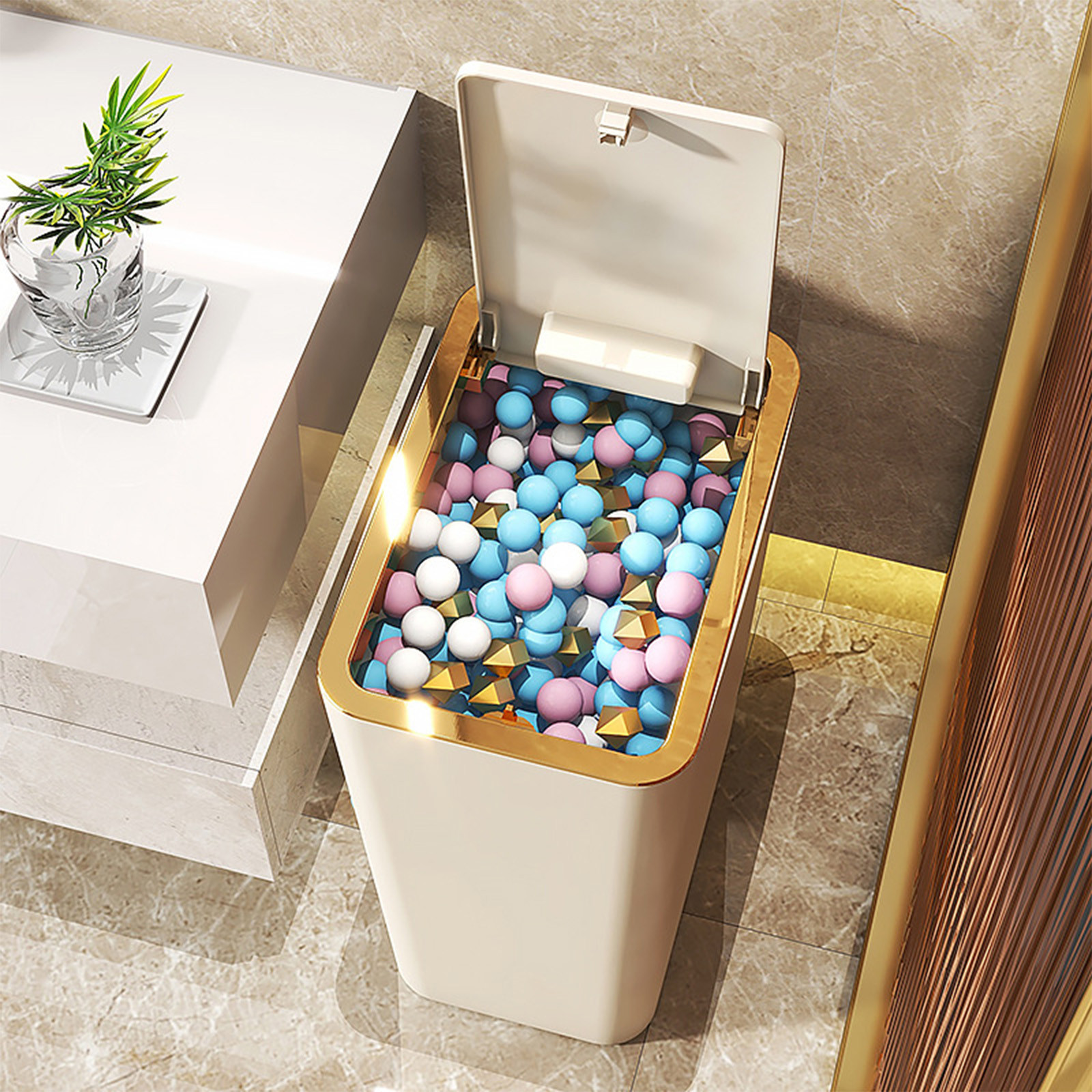 Kitchen Trash Can, Step-On Garbage Can with Lid, Tall Kitchen & Bathroom Trash Can, Small Office Waste Bin, Yellow - Xuniizn