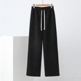 thumbnail image 2 of MGDXOX Waffle Knit Wide Leg Sweatpants Women Oversized High Waist Baggy Sweatpants Lightweight Breathable Flowy Lounge Pants Black XL, 2 of 8