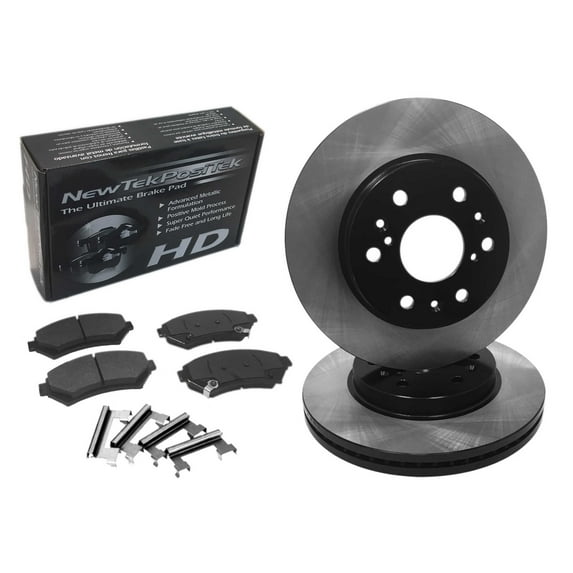 BK1029-3 Rear Premium E-Coat Rotors and Ultimate HD Disc Brake Pads and Hardware Kit