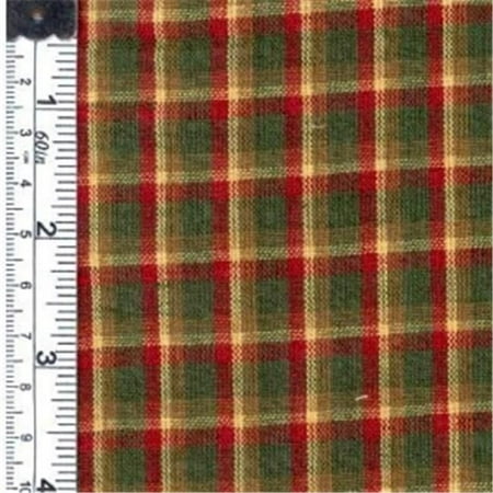 Textile Creations 563 Rustic Woven Fabric, Plaid Red, Green And Yellow, 15 yd.
