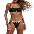 thumbnail image 2 of Bikini Sets for Women Seashell Halter Tie Back Two Piece Swimsuit Color Block Triangle Bathing Suit, 2 of 9