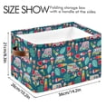 thumbnail image 4 of Yayeee Canvas Storage Basket with Handles for Shelves Fabric Bins Closet Organizer, Green Cartoon Truck Pattern, 4 of 8