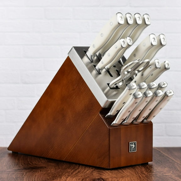 Henckels Forged Accent 20 Piece Self-Sharpening Knife Block Set, Off-White Handles