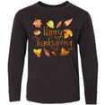 thumbnail image 3 of Inktastic Happy Thanksgiving Fall Leaves in Autumn Colors Long Sleeve Youth T-Shirt, 3 of 5