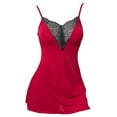 thumbnail image 4 of CQXIDFH Women Lace V-Neck Slip Nightgown Floral Lace Spaghetti Strap Sleep Dress, Soft Mini Chemise Lounge Dress for Bedroom Honeymoon Date Night Wear, Sizes S-XL Red, 4 of 5