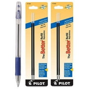 Pilot EasyTouch Ballpoint Stick Pens, Medium Point Blue Ink 1 Pen & 4 Refills
