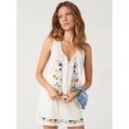 thumbnail image 2 of Women'S Floral Embroidered Tops U Neck Fringe Tie Front Tank Tops Loose Boho Sleeveless Mexican Shirts White XS, 2 of 5