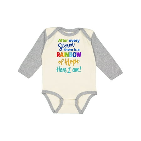

Inktastic After Every Storm There is a Rainbow of Hope- Here I Am! Gift Baby Boy or Baby Girl Long Sleeve Bodysuit