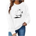 thumbnail image 6 of Womens Halloween Crewneck Sweatshirt Long Sleeve Loose Ghost Shirts Fashion Trendy Pullover Fall Clothes Black, S, 6 of 6