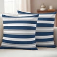 thumbnail image 5 of 2 Pack Outdoor Waterproof Throw Pillow Covers,Ocean Navy Blue Stripes Decorative Square Pillow Case Patio Pillowcases for Chair Couch Sofa 16x16in, 5 of 9