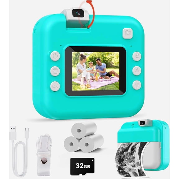 BEBANG Kids Camera Instant, Front Rear Dual Selfie Kids Digital Camera with 1080P Videos, Holiday Birthday Gifts for Kids