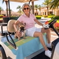 thumbnail image 3 of Golf Cart Seat Covers for 2 Seater, Aqua Teal Orange Soft Microfiber Cart Seat Towel Blanket, Modern Oil Painting Abstract Absorbent Breathable Non Slip Bench Seats Protector for Golf Course 51"x31", 3 of 9