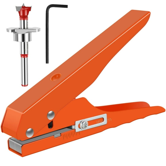Single Hole Punch 15mm Heavy Duty Hole Puncher Portable Hole Edge Banding Punching Plier with Adjustable Screw Cover Round Hole Punching Tool Paper Punch for Paper Cardboard Label