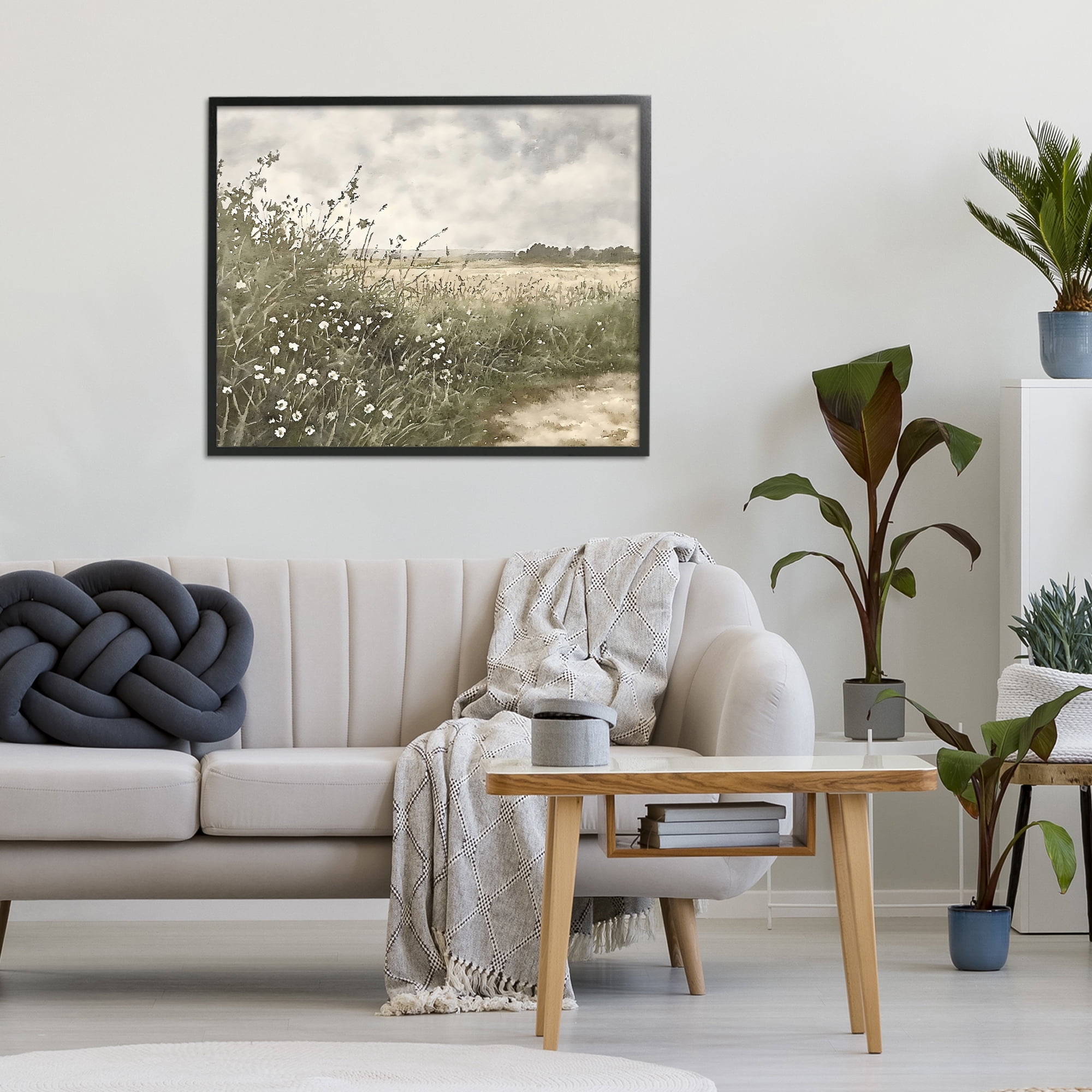 Stupell Industries Soft Meadow Landscape at Dusk Black Framed Giclee Art, design by Riley B