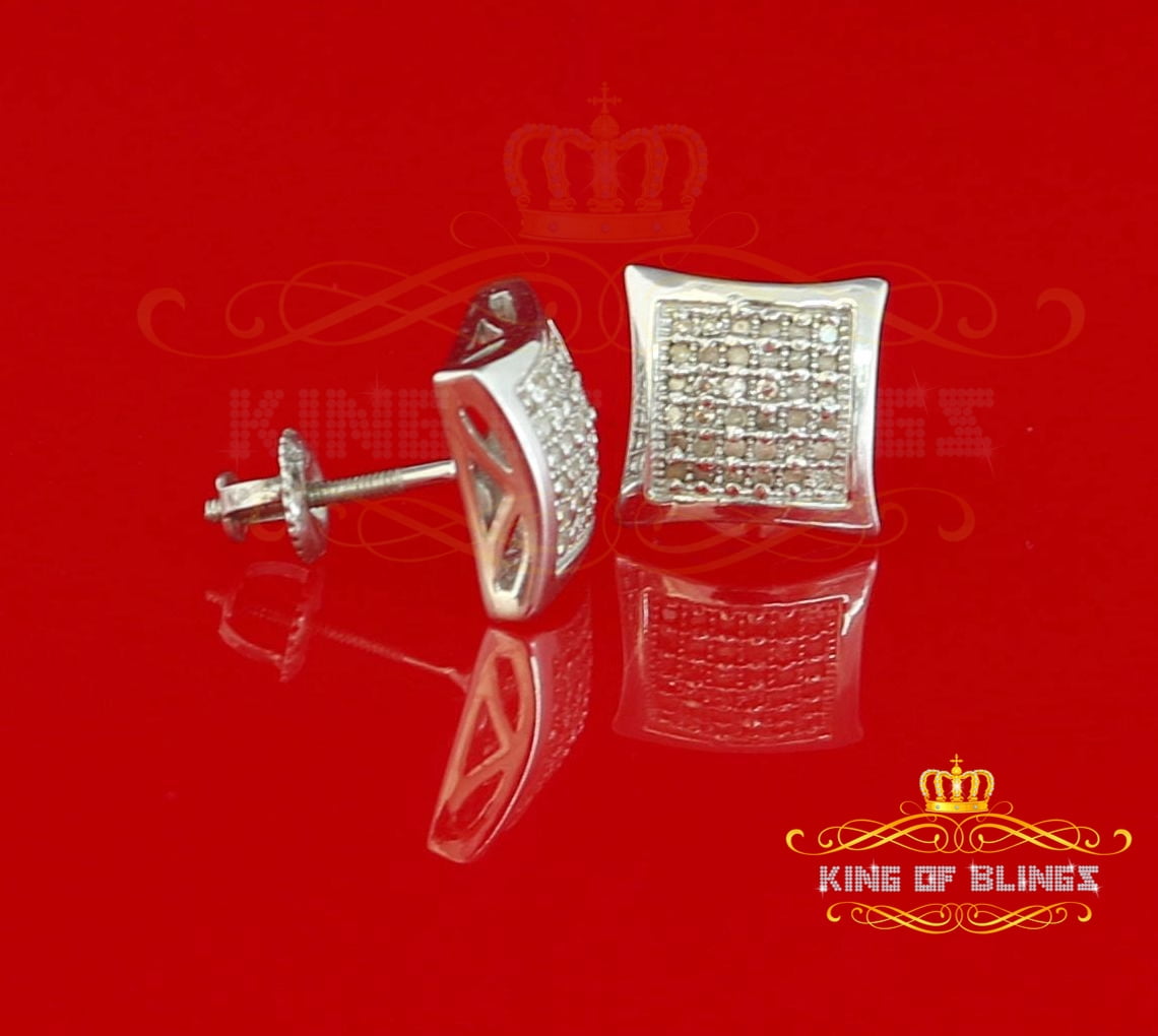 King of Bling's Aretes Para 925 Sterling White Silver 0.20ct Diamond Women & Men Stud Earrings