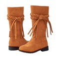 thumbnail image 5 of Zshosam Girls Boots Cowgirl Girls Lace-Up Combat Boots with Side Zipper, Knee-High Lug Sole Dress/School Boots – Toddler/Little/Big Kids Size 1,(Brown Big Kids 1), 5 of 9