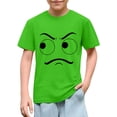 thumbnail image 1 of Blusas y camisas de manga corta con cuello redondo para niños y niñas, color liso, con estampado de expresión linda, manga corta, holgadas y cómodas, blusa para niña, 1 of 5
