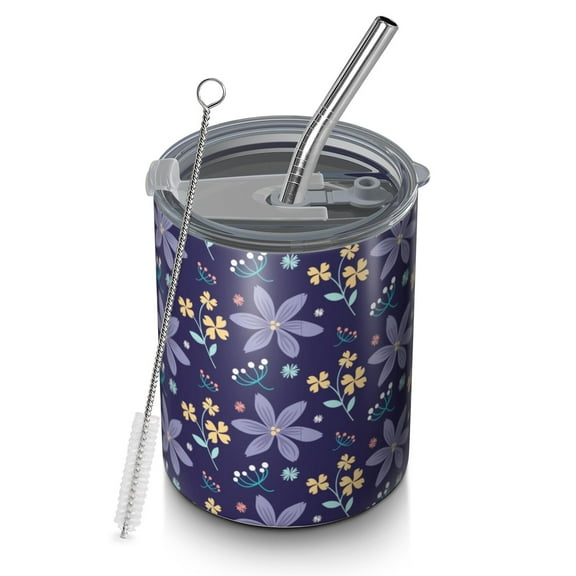 Floral 12oz Stainless Steel Coffee Mug – Double-Wall Insulated Cup with Spill-Resistant Lid, 360° Full-Print Design, Keeps Drinks Hot & Cold for Home, Office, Travel,Thanksgiving,Christmas, Spring