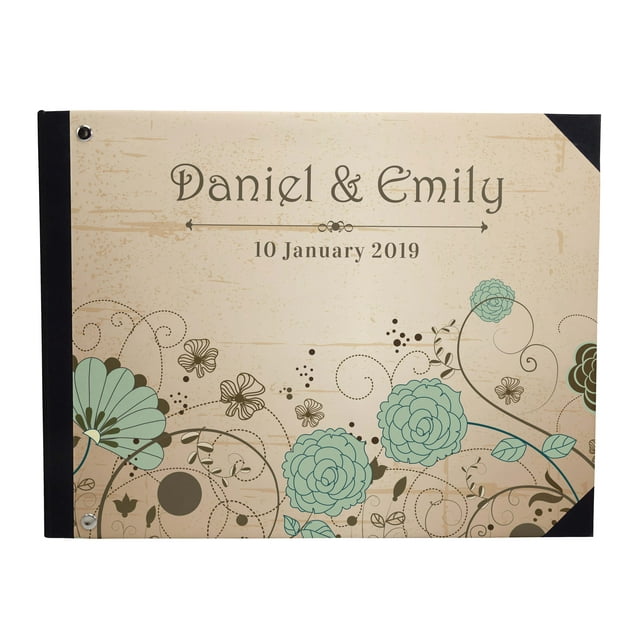 Darling Souvenir Livre d'Or à Reliure Rigide Imprimé Floral et Feuilles, Marron, 1 Unité