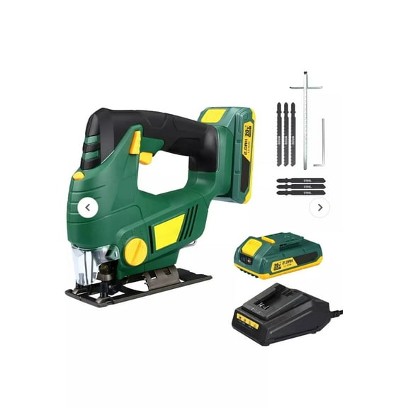 20V Cordless Jigsaw with 4-Position Orbital Settings, 0-2200 SPM Variable Speed for Precise Cutting of Materials, 6 Blades Quick Change, Bevel Cuts up to 45°, Portable Cordless Jigsaw with LED light