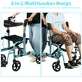 thumbnail image 6 of Goplus Folding Medical Rollator Walker Aluminum Transport Chair Adjustable Handle Blue, 6 of 11