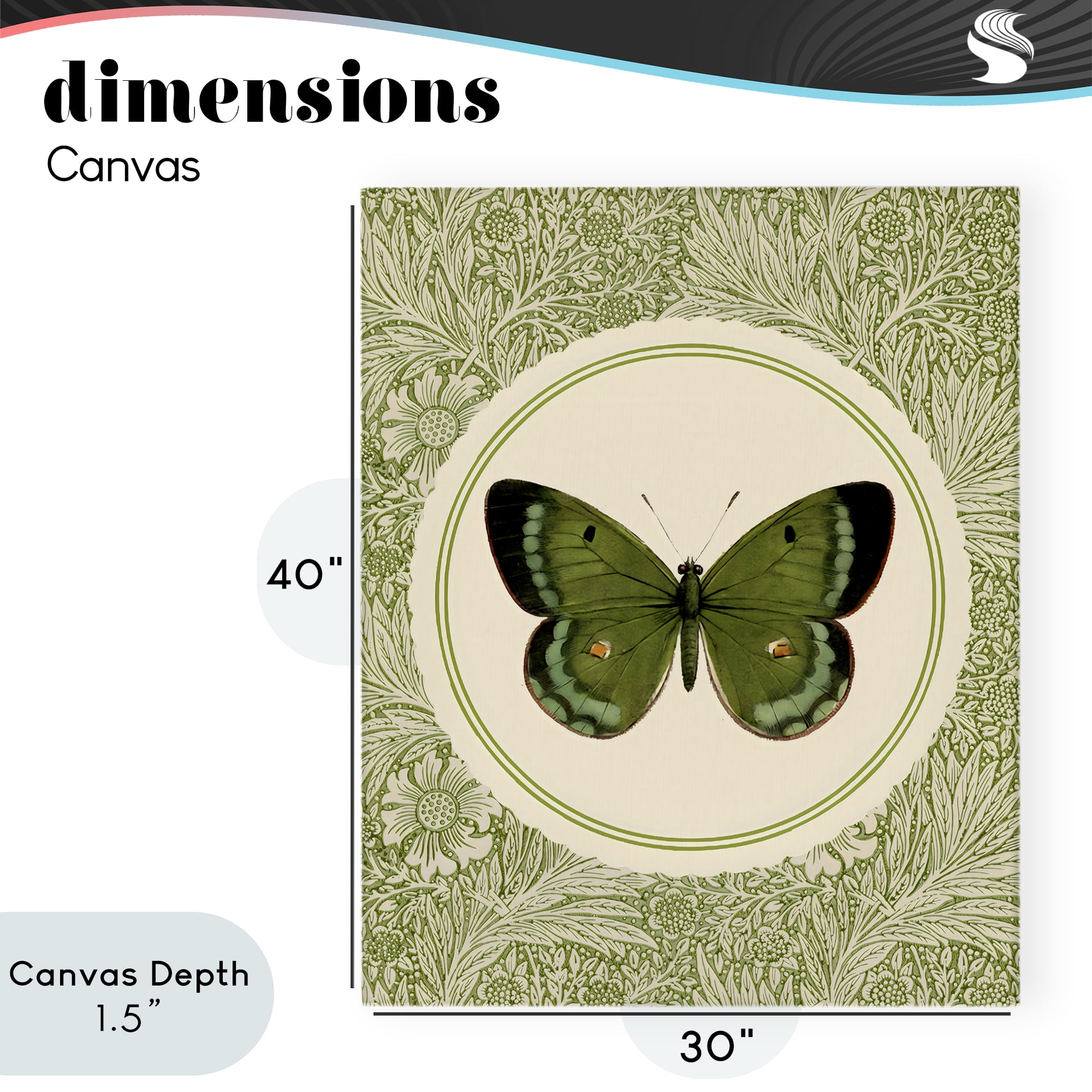 Stupell Industries Green Butterfly Botanical Medallion Canvas Wall Art, design by LSR Design Studio