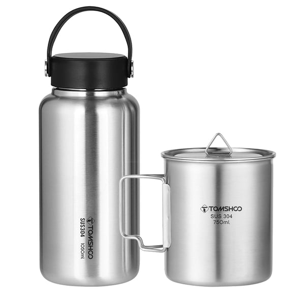Kettle set,Water Cup Coffee Bottle With 1050ml Stainless Steel With 750ml Water Leak Proof Bottle 750ml Water Cup Outdoor Sport Water Stainless Steel Water Kettle Set 1050ml Buzhi Siuke