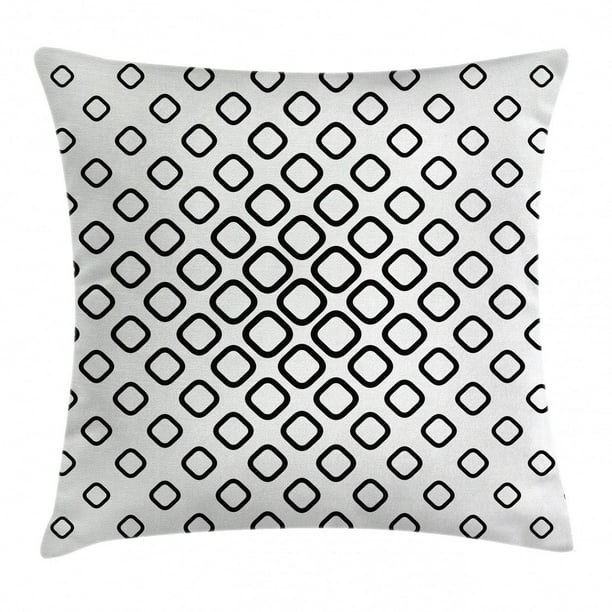 Abstract Decor Throw Pillow Cushion Cover Trippy Fractal Geometric Rounded Square Shapes Minimalist Artisan Pattern Decorative Square Accent Pillow Case 18 X 18 Inches Black White By Ambesonne Walmart Com Walmart Com