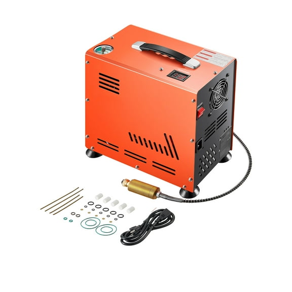 KFFKFF 800W Dual-Cylinder PCP Air Compressor, 4500PSI/30Mpa with Built-in Fan Cooling System, Automatic Shut-off | Oil-Free Paintball Cylinder Compressor ideal for Air Gun, Scuba Diving Tank