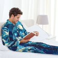 thumbnail image 5 of KLL Abstract Blue Skull Sleepwear Mens Flannel Pajamas,Long Cotton Pj Set, 5 of 7