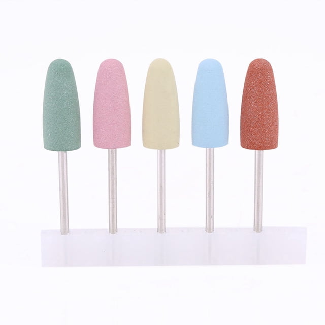 5 piezas de pulidores de silicona para uñas, brocas para manicura, herramientas para alisar uñas.