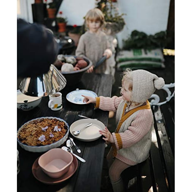 Set Vaisselle Bebe Mushie Assiette Pour Enfants | Réutilisable Vaisselle Sans BPA | Assiettes Compatibles Lave-Vaisselle & Micro-ondes | Fabriqué Au Danemark | Powder Blue Assiette Enfant Tractopelle