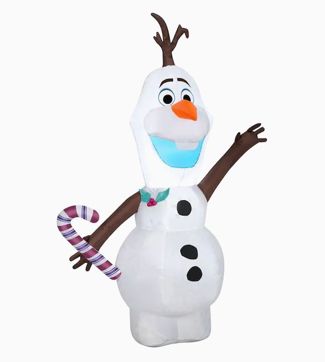 Disney 4' Christmas Airblown Inflatable OLAF Holding Candy Cane