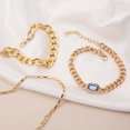 thumbnail image 3 of DPTALR European And American Three-layer Size Chain Blue Baguette Bracelet Women, 3 of 7