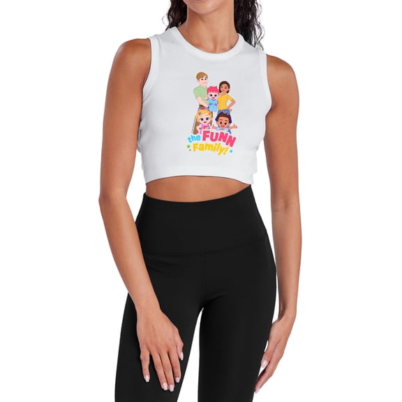 Bebefinn The Fun Family Women's Sleeveless Crop Top Tank, White, X-Small